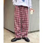  слаксы брюки [PATTIPATTI] покрывало фланель проверка брюки женский мужской 