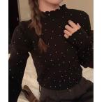 ショッピングハイネック tシャツ ドット柄ハイネックカットソー レディース