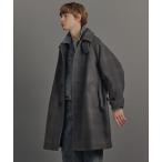 ショッピング柄 ステンカラーコート コート Super140s メルトンオーバーサイズバルカラーコート「チェック柄」 メンズ