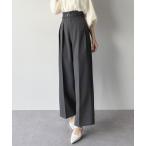 スラックス パンツ ハイウエストタックスラックス レディース