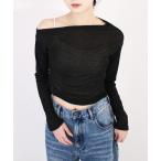 tシャツ オフショルダーシアートップス / 長袖 シンプル カジュアル きれいめ フェミニン モノトーン 春 秋 冬 レディース