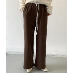 パンツ 「選べる丈感」裏起毛ダブルウエストワイドパンツ レディース