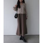 ワンピース 金釦ニットＣＤ×マーメイドキャミワンピースＳＥＴ