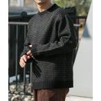 セーター ニット 「XLサイズあり」バーズアイ柄クルーネックニット メンズ