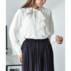 ブラウス シャツ 「UV・接触冷感」ポーラゴールド釦ラッフル衿ブラウス レディース
