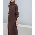 ショッピングマキシ ワンピース 「WEB限定」タートルネックデザインスリーブワンピース
