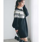 ワンピース 「女っぽカジュアル」フェアアイルオフショルニットワンピース