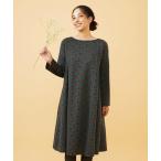 ワンピース Cruce ジャカード リーフ×フラワー柄ワンピース