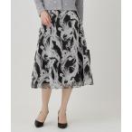 スカート 「手洗い可／日本製」フロッキープリントのスカート