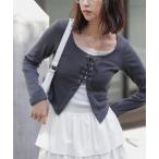 tシャツ レースアップレイヤード長袖カットソー レディース