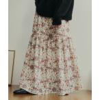 ショッピングロングスカート スカート フラワーティアードロングスカート