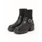 ブーツ 「MUUM」ムーム　厚底チャンキーヒールニットソックスブーツ　WX7451 レディース