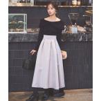 スカート パール付サテンスカート