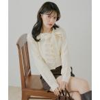 ニット セーター 「SALON by Chico」フロントリボンパールフリルトップス レディース