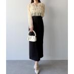 ワンピース チュールフリルブラウス＋IラインキャミワンピースSET