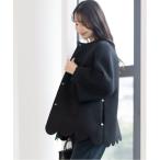 ノーカラーコート コート スカラップAラインジャケットコート レディース