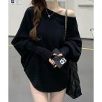 ショッピングオフショルダー tシャツ YUGA　パフスリーブ　ニットセーター レディース