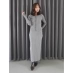 ショッピングマキシ ワンピース ボタンデザインニットセットアップ