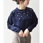 ショッピングパール ニット セーター SHIPS any:「手洗い可能」パールモチーフ ビジュー クルーネック ニット レディース