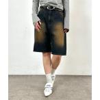 「WHO'S WHO gallery」 デニムハーフパンツ FREE ネイビー レディース