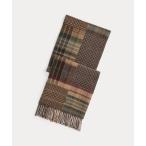 マフラー パッチワーク チェック ウールブレンド マフラー メンズ