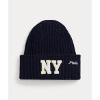 ニット帽 ニットキャップ NY パッチ リブニット ウール ビーニー メンズ