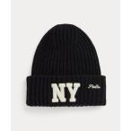 ニット帽 ニットキャップ NY パッチ リブニット ウール ビーニー メンズ