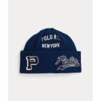 ニット帽 ニットキャップ ロゴパッチ ウールブレンド ウォッチ キャップ メンズ