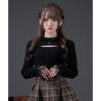 ニット セーター 胸開きロゴチャームリブニット レディース