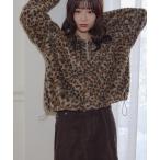 ショッピングボア tシャツ 「umm.」柄アソートボアハーフZIP レディース