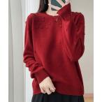 ショッピングニットワンピ ニット セーター 立体モチーフ付きニットセーター レディース