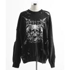 トレーナー スウェット 「REFLEM/レフレム」スカルプリントダメージPO/プルオーバースウェットシャツ レディース メンズ