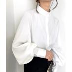 ブラウス シャツ スタンドカラーパフスリーブブラウス レディース