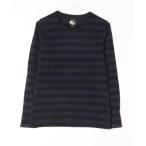 [NANO universe] окантовка рисунок футболка с длинным рукавом S темно-синий мужской 