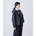 ショッピングショート ジャケット ノーカラージャケット ウールクルーネックジャケット レディース