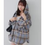 ショッピングアンドミー ブラウス シャツ リボン付チェックフードシャツ レディース