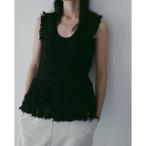 タンクトップ ノースリーブ Fringe Knit Tanktop レディース