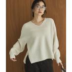 ニット セーター サイドＺＩＰラメＶネックニット レディース