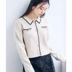 ショッピングボレロ カーディガン 衿付きライン配色ニットカーディガン レディース