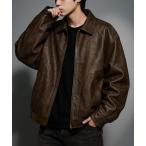 ブルゾン アウター 「Korea Select」 ウォッシュドフェイクレザージャケット（CN） メンズ レディース