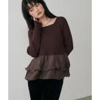 ショッピングフリル ニット セーター 「LARUTA」「Yurie企画」前後2WAYペプラムフリルニット レディース