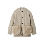 カーディガン 2WAYファーポケットMIXヤーンカーディガン レディース