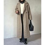 コート アウター チェック柄ロングコート レディース