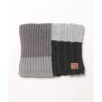 ショッピングスヌード ネックウォーマー スヌード 切替編み パネルニット 裏ボア ロングネックウォーマー メンズ レディース