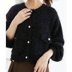 カーディガン ツイードライククルーカーディガン レディース