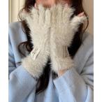 手袋 キラキラシャギーニットグローブ レディース