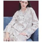 パジャマ ルームウェア 肌側起毛フラワーサテンシャツパジャマ レディース