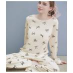 ショッピングリボン パジャマ ルームウェア カットソーリボンプリントパジャマ レディース