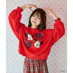 トレーナー スウェット 「クティールとレトロ」Disney/ディズニー　ミッキーマウス＆ミニーマウス／ハートパッチワークメロースウェット レディース