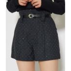 パンツ ベルト付きピンタックショートパンツ 秋服 冬服 レディース